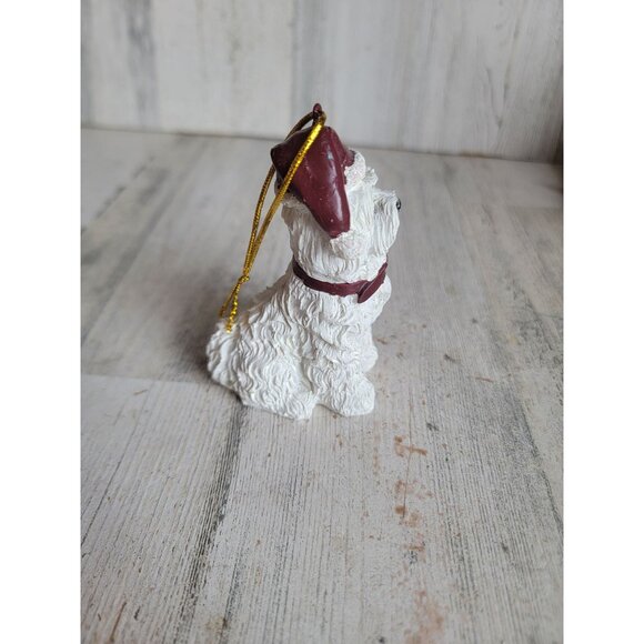 Santa Claus White puppy dog rustic unique ornament Xmas - Picture 5 of 6